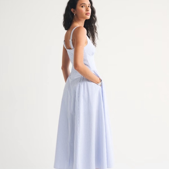 Abercrombie & Fitch Light Blue Striped Midi Dylan Dress - Picture 3 of 6